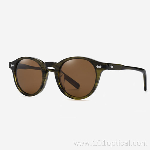 Round Classic Design Acetate Men's Sunglasses